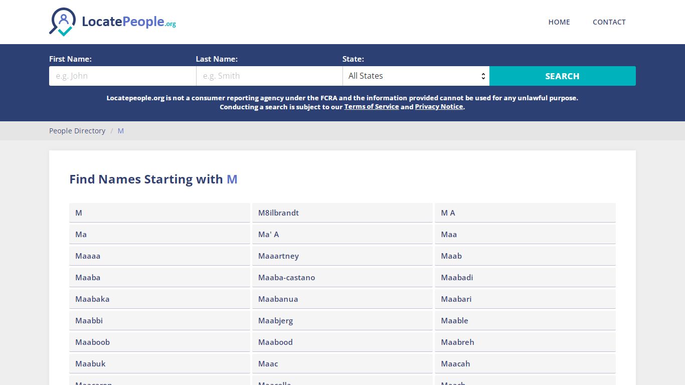 Find Names Starting with M - Search Public Records for ... - LocatePeople